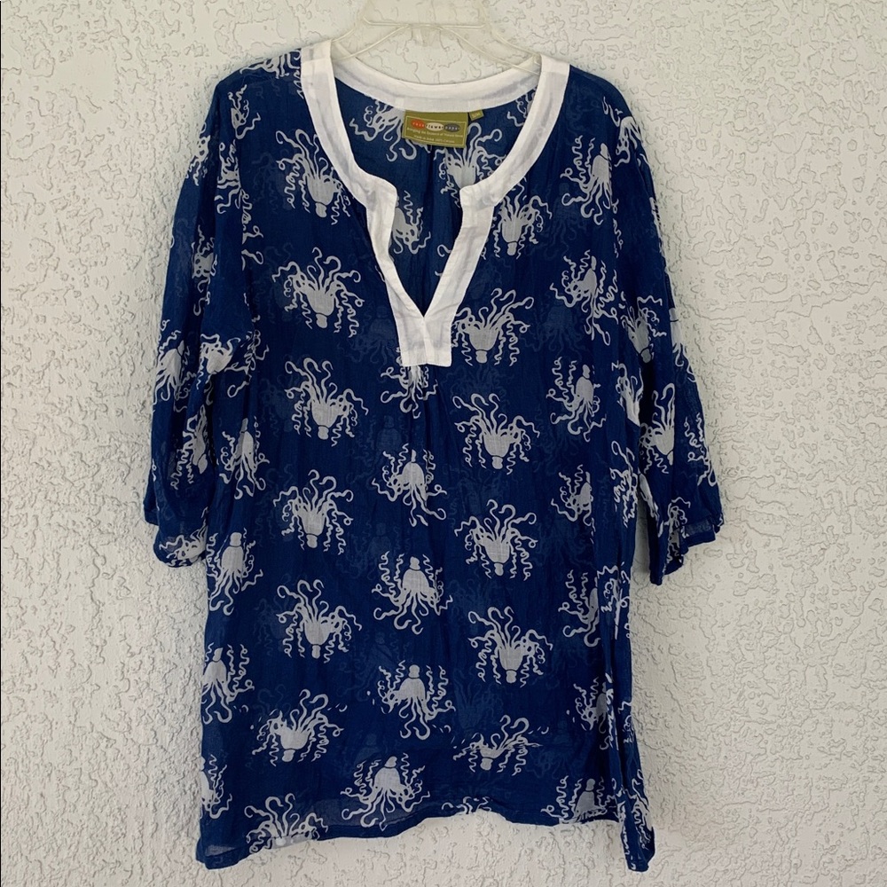 RockFlowerPaper Blue and White Octopus Print Tunic size S/M